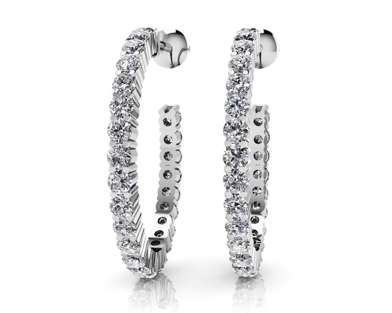 Elongated Diamond Row Diamond Hoop Earrings with 1.01 ct.(finished) 1.7mm - Luxury Time NYC